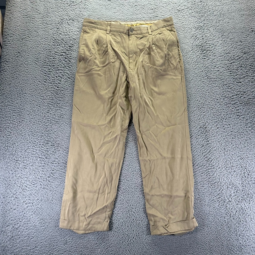 Tommy Bahama Pant Mens 34x27 Beige Silk Chino Straight Business Preppy Career